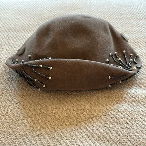 Vintage 1940’s Woman’s Light Brown Beaded Hat